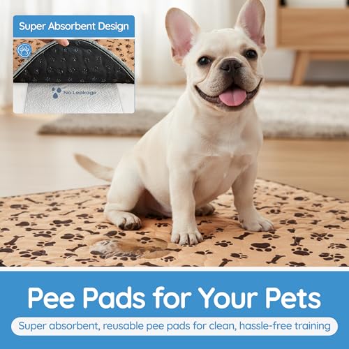 Magnus Creations | Reusable Dog Pee Pads | 5-Layer Washable Puppy Pads | Super Absorbent Waterproof Pet Mats for Home, Car & Travel | Medium & Large Dogs (3-Pack, 76 × 91 cm)