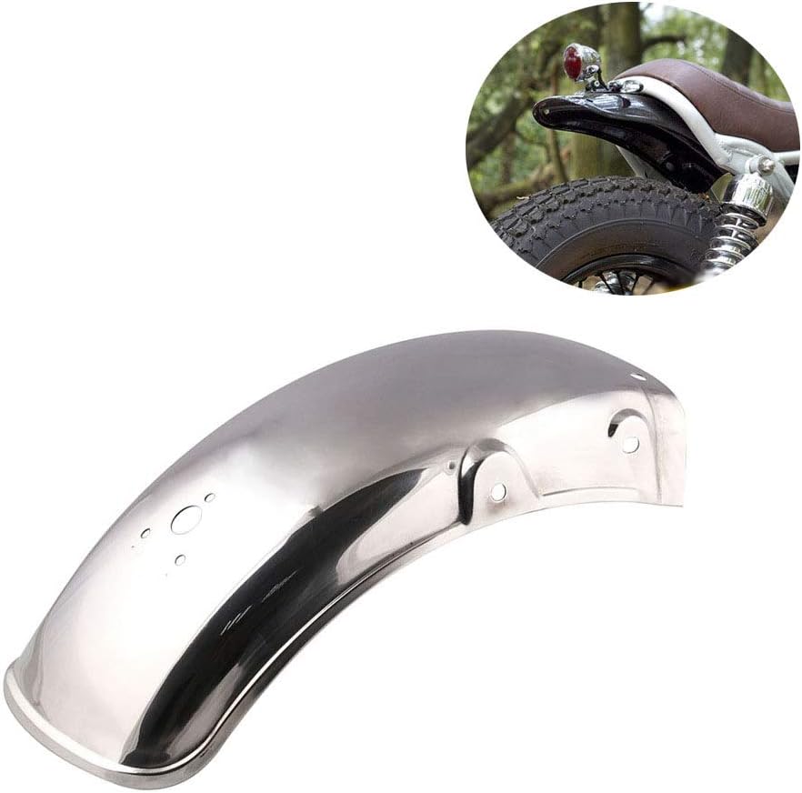 QQJK Stainless Steel Silver Motorcycle Rear Fender Flares Mud Flaps Mudguard Splash Guard for Suzuki GN125/GN250 MB-WE019