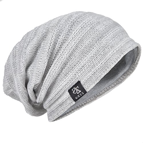 HISSHE Men Oversize Skull Slouch Beanie Large skullcap Knit Hat (Pale)