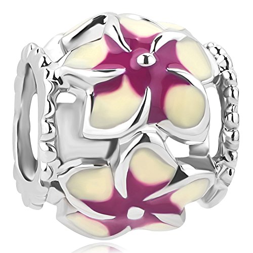 CharmSStory Filigree Orchid Flower Love Enamel Charm Beads Charms For Bracelets (Purple)