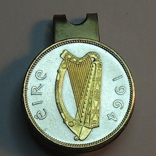Irish Harp, 2-Toned (Uniquely Hand done) Gold on Silver coin - Golf Ball Marker - Hat clips magnetic for men - women - boys - accessories