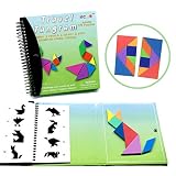 Tangram Game Travel Games 176 Magnetic Puzzle and Questions Build Animals People Objects with 7 Simple Magnetic Colorful Shapes Kid Adult Challenge IQ Educational Book【2 set of Tangrams】