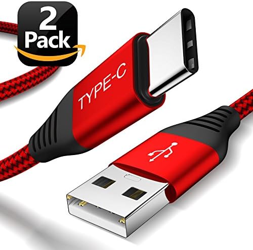 USB Type C Cable, [2Pack/6.6ft] Eakase USB A to USB C Nylon Braided Fast Charger Sync Cord Compatible with Samsung Galaxy S10 S9 S8 Note 9 8, LG V20 G5,Pixel,Nexus 5X 6P, Moto Z, Nintendo Switch (Red)