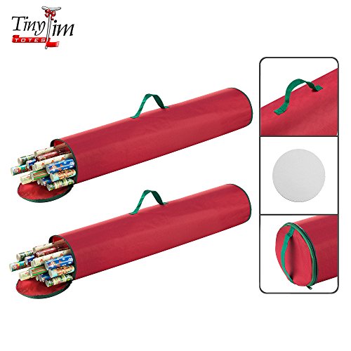 Tiny Tim Totes 83-DT5539 Premium Single and 2 40.5 Inch Wrapping Paper Storage Bag Green| Canvas (Red, 2-Pack) - Thumbnail 6