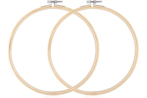 2 Pack Embroidery Hoops, KISSBUTY 7.9 inch/ 20cm Bamboo Embroidery Hoop Round Bamboo Circle Cross Stitch Hoop Ring for Art Craft Handy Sewing (2)