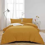 MOONLIGHT20015 King Duvet Cover Set Ochre Solid Microfiber 2 Pillowcases view 3
