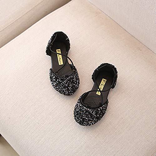 Alimao Kid's Glitter Sandals Sequin Pretty Party Dress Pumps Low Heels Princess Shoes,Girls Dress Wedding Party Bridesmaids Heel Mary Jane Princess Shoes