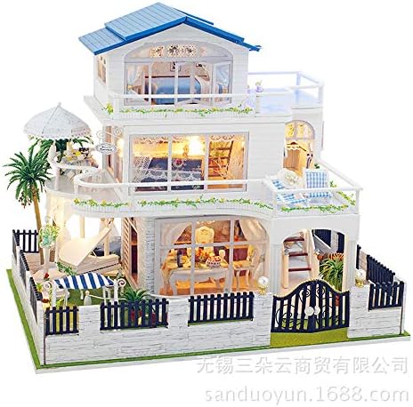 AFCITY Miniature Dollhouse Kit DIY Dollhouse Miniature Kit with Furniture Vancouver Apartment Woodedn Dollhouse Kits for Kids Girls Birthday Gift Creative Gift Toys for Children