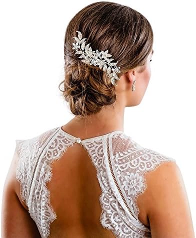 Hair accessories for women silver hair slide comb clip slide wedding bridal vintage diamante (Emily silver)
