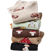 Angelteers 5 Pairs Ankle Socks for Women (US, Alpha, One Size, Regular, Regular, Mushroom)