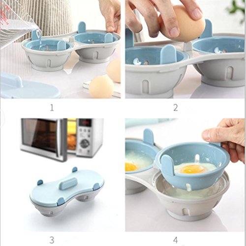 Sinwo 1Pc Egg Cooker Perfectly Cooked Egg Boiler Cup Egg Egg Skillet Kitchen (Blue) - Thumbnail 2