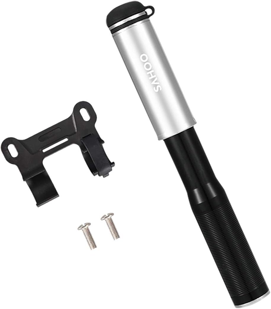 SahooMini Bike Pump 311404 Portable Tire Pump Lightweight Fits Presta & Schrader Valve for Road Mountain Bicycle Pump Compact Hand Pump Frame Mounted Bicycle Air Pump Includes Mount Kit