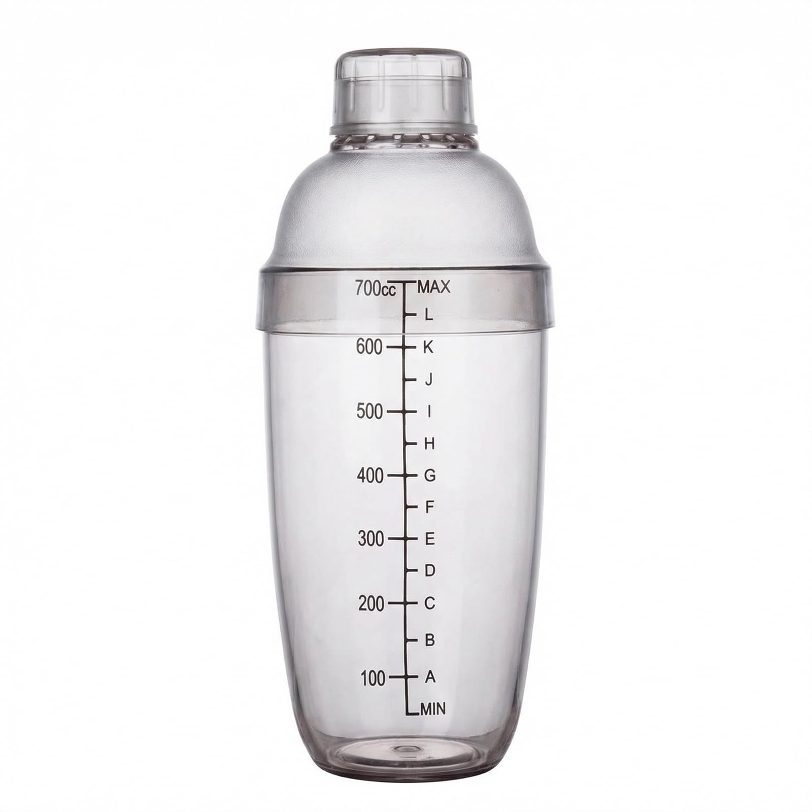 Happyupcity 1PC 700CC/24oz Empty Professional Clear Plstic Resin Cocktail Shaker with Scale and Strainer Top Drink Wine Tea Mixer Shaker Cup Bottle for Bar Party Home Use