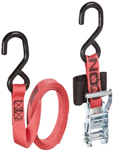 S-HOOK STRAP 1"x8' RATCHET (USA!) with Hook & Loop storage fastener