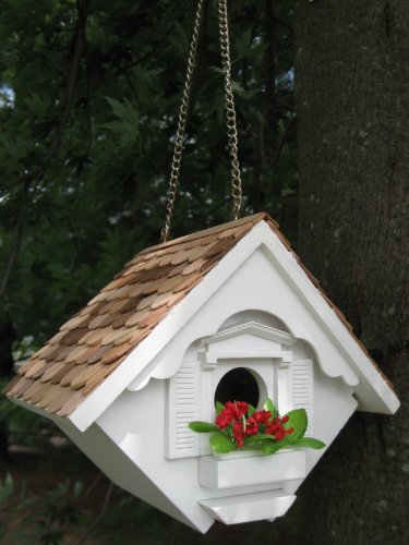 Home Bazaar Hand-made Little Wren White Bird House - Hanging Bird House - Home Decor