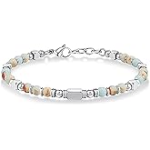 Silver Boho Beaded Bracelets for Women, Adjustable Stackable Stone Bracelet Trendy Jewelry Gifts for Mom, Friend, Her