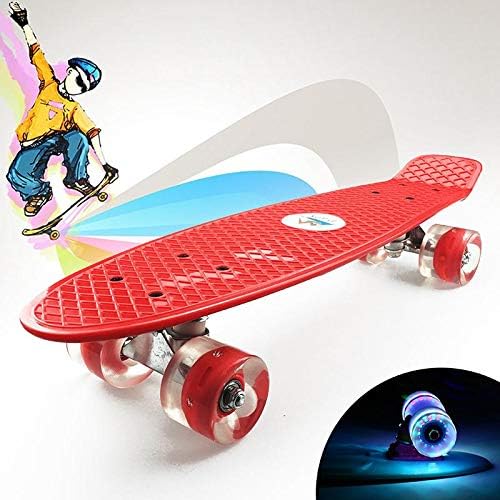 Complete Mini Kids Cruiser Skateboard 22 Inch with LED Light Wheels , Ceepko Skateboard for Adult Kids Beginners Girls Boys (Purple)