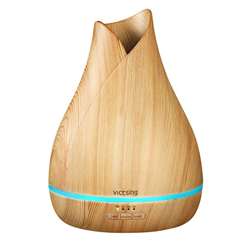 VicTsing 500ml Essential Oil Diffuser, Reduce Noise Design - Quieter, Longer Mist Output Time 7-14 Hours Ultrasonic Aroma Diffuser with Waterless Auto-off, 7-Color LED Soft Light for Home-Yellow