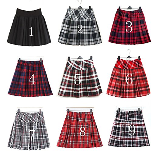 Big Girl`s Plaid Elasticated Pleated Skirt School Uniform Costumes