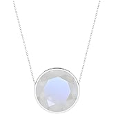 LUSTRE AND LIGHT Natural Gemstone Slider Pendant Necklaces for Women in Sterling Silver, Birthstone Jewelry Gifts for Her Birthday, Wedding Anniversary, Christmas