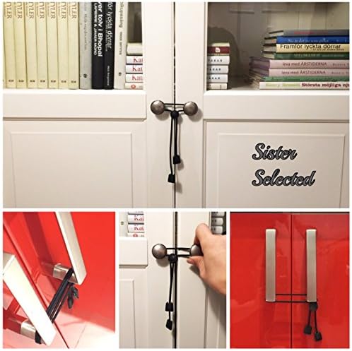 Child Baby Safety Cabinet Lock Latch Strap. Child Proof Home Safety/Kitchen Safety/Furniture Safety. Set of 5 pcs. (Black)
