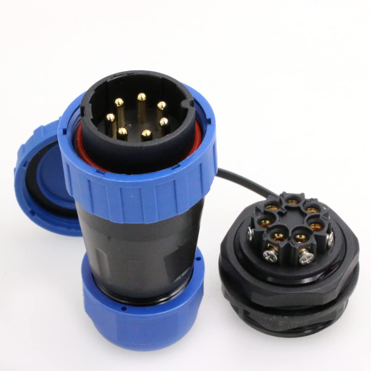 Eonvic TY28 Aviation Plug & Socket Electrical Connector 4 5 6 7 9 pin IP68 Waterproof Panel Mount Wire Cable Back Nut Male and Female (TY28-back-7pin)