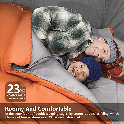 Forbidden Road Double Sleeping Bag Winter -5 ℃/ 23 ℉ 2 Person Waterproof Lightweight Envelope Sleeping Bags 380T Nylon with Free Carrying Bag Perfect - Thumbnail 2