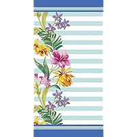 Bahia Collection by Dohler Floral & Stripes Velour Brazilian Beach Towel 30x60 Inches