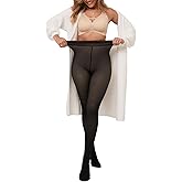 Huasemy Fleece Lined Tights Sheer Women Winter Fake Translucent Warm Pantyhose Leggings Sheer Thick Tights