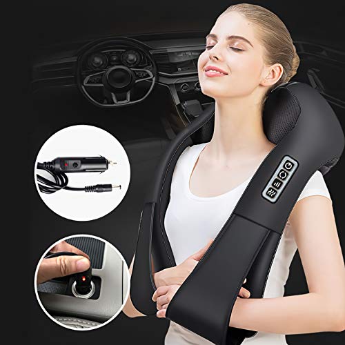 AERLANG Neck Back and Shoulder Massager with Heat, Deep Tissue Shiatsu Kneading Electric Massager, for Muscle Pain Relief, Body Relax, Use at Car Home Office, The Best Gift for Women Men Family