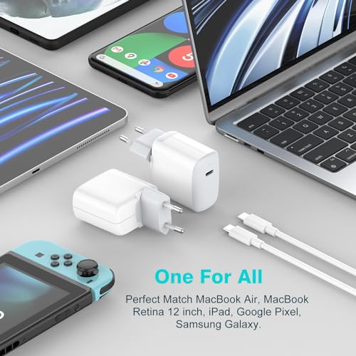 30W USB C Charger Compatible with MacBook Air 13 12, iPad Pro 13, 12.9, 11 2024 2023 2022 2021 2020 2019 M4 M2 M1, iPad Air 5 4, Mini 6, iPad 10, iPhone 15, Google Pixel 8 7, USB-C Cable 6.6FT