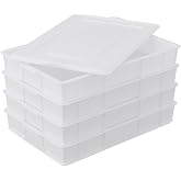 Asking 4-Pack Commercial Pizza Dough Proofing Box with Lid, White | Matching Lid, Stable Stackable Placement, Commercial Grade Plastic, Perfect for Dough Fermentation Storage