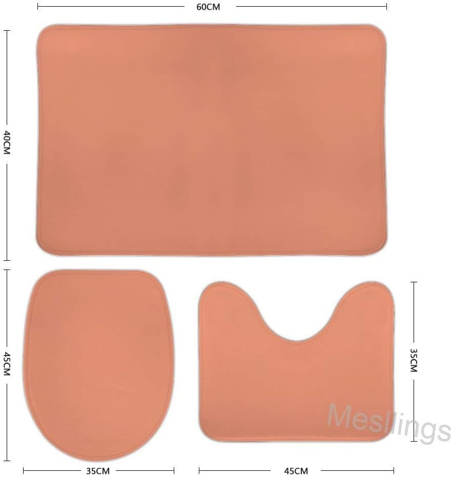 Amazon Com 3 Pieces Bathroom Rugs Set Dark Salmon With Non Slip Bath Rug Contour Mat Lid Cover 40x60cm Kitchen Dining