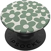 Sage Green Aesthetic Cute Flowers Women Floral Retro Daisy PopSockets Adhesive PopGrip