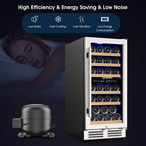 MOOSOO 15'' Dual Zone Wine Cooler Refrigerator Builtin or Freestanding