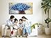 Winpeak Art Hand Painted Abstract Canvas Wall Art Modern Textured Blue Flower Oil Painting Contemporary Artwork Floral Hanging Decor Stretched And Framed Ready to Hang (40