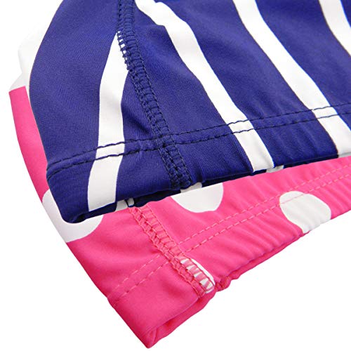 Qualtiy Yes QY 2Pack Superior Polyester Cloth Fabric Bathing Cap Swimming Caps Swimming Hats for Water Sports, Red Dot & Dark Blue Stripe Color - Thumbnail 3