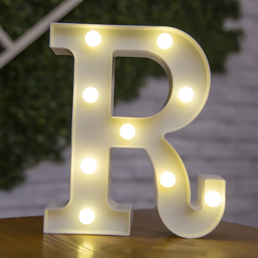 Tiardey letter lights LED symbol shape, Alphabet Plastic Marquee Table Lamps, Lighting up Words, Birthday Wedding Party Everyday Home Wall Hanging Decor-R