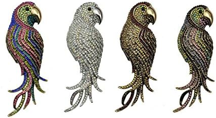 Robert JC 4.45" Vintage Elegant Parrot Rhinestone Crystal Brooch Pin Bird Pendant（random）