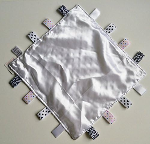 Gorgeous Soft Minky Dimple Fabric Comfort / Security Blanket with Colourful Satin Tags (WHITE)