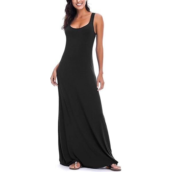 Amazon.com: Go Couture Maxi Dress - Racerback - Black (US, Alpha, Large,  Regular, Regular, Black) :
