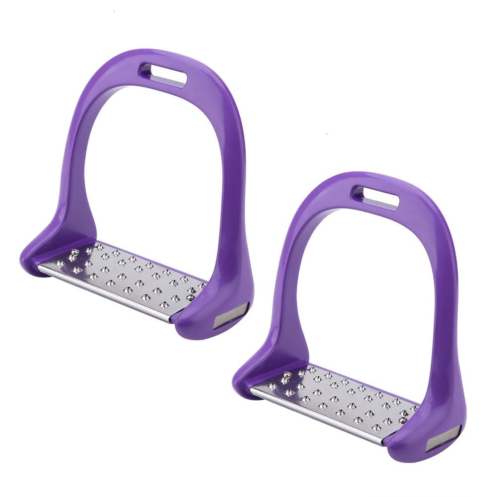 5Colors Stirrups for Saddle Lightweight Safety Horse Saddle English Riding Flex Fillis Aluminum Casting Colored Paint Horse Stirrup[Purple]
