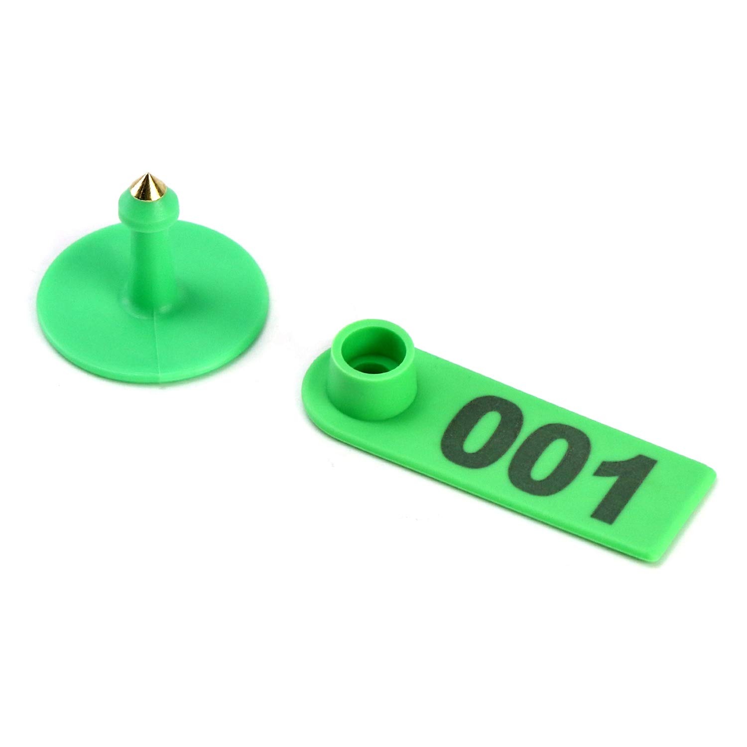 QWORK® Cattle Ear Tags, 001-100 Number Plastic Livestock Ear Tags for Marking Sheep Goat Cow Pig Farm Animal Supplies (Green)