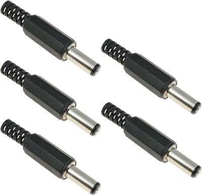 Switch Electronics 2.5mm x 5.5mm DC Plug Jack 14mm Length Pack of 5