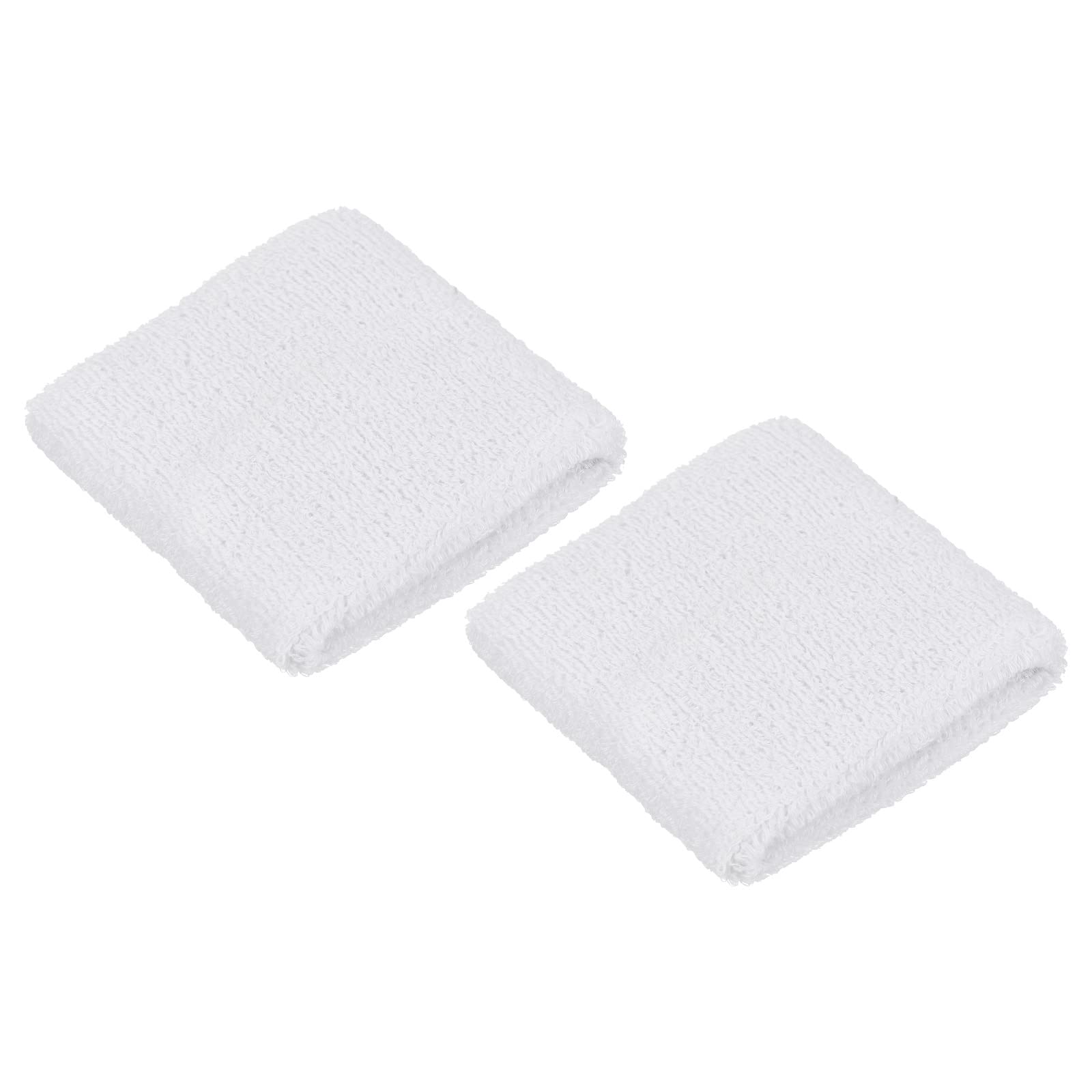 PATIKIL Sports Wristbands 8x8cm, 2 Pack Cotton Terry Cloth Absorbent Sweatband for Tennis Basketball Working Out Athletic Running, White
