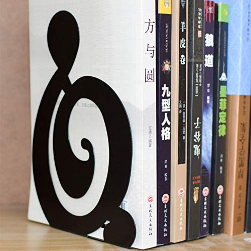 Book Ends - Decorative Metal Book Ends Heavy Duty bookends (Music Notes Bookens Black 2Pair)