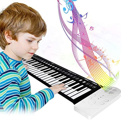 VOSTOR Roll Up Piano, Travel Foldable 49 Keys Flexible Electronic Hand Roll Piano Built-in Speaker with Environmental Silicone Piano Keyboard Best Gift for Beginners and Kids