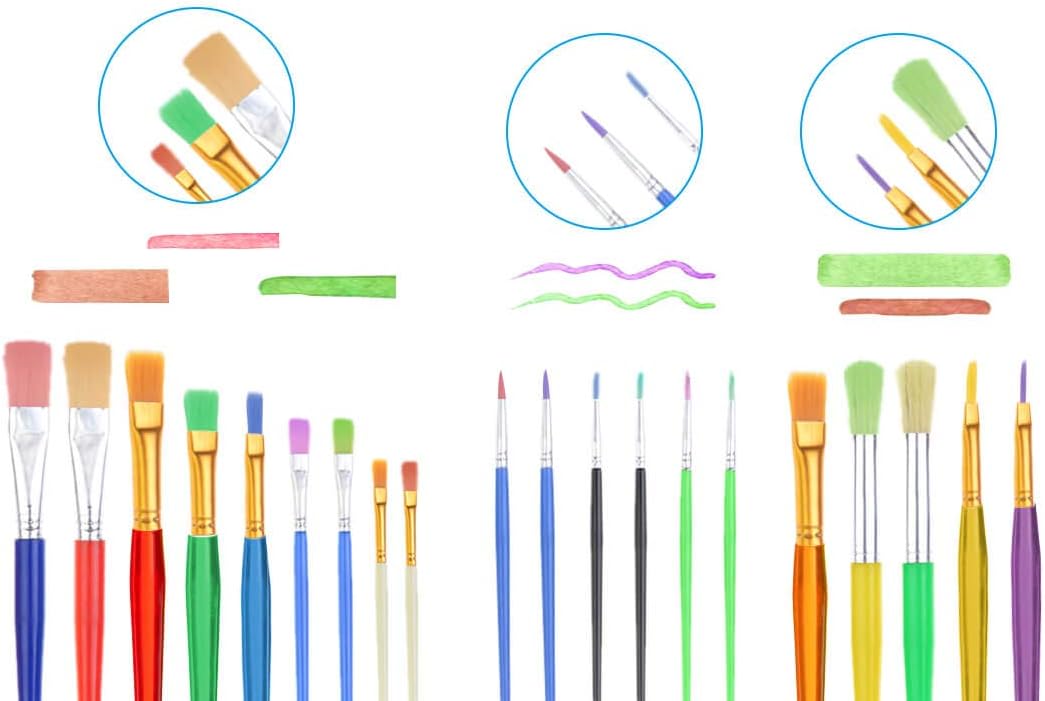 30 Pack Painting Tools Paint Brushes for Kids, Paxcoo Kids Paint Brushes with Paint Cups Paint Palette Tray for Kids Gifts Birthday Art Party School Prizes: Kitchen & Dining
