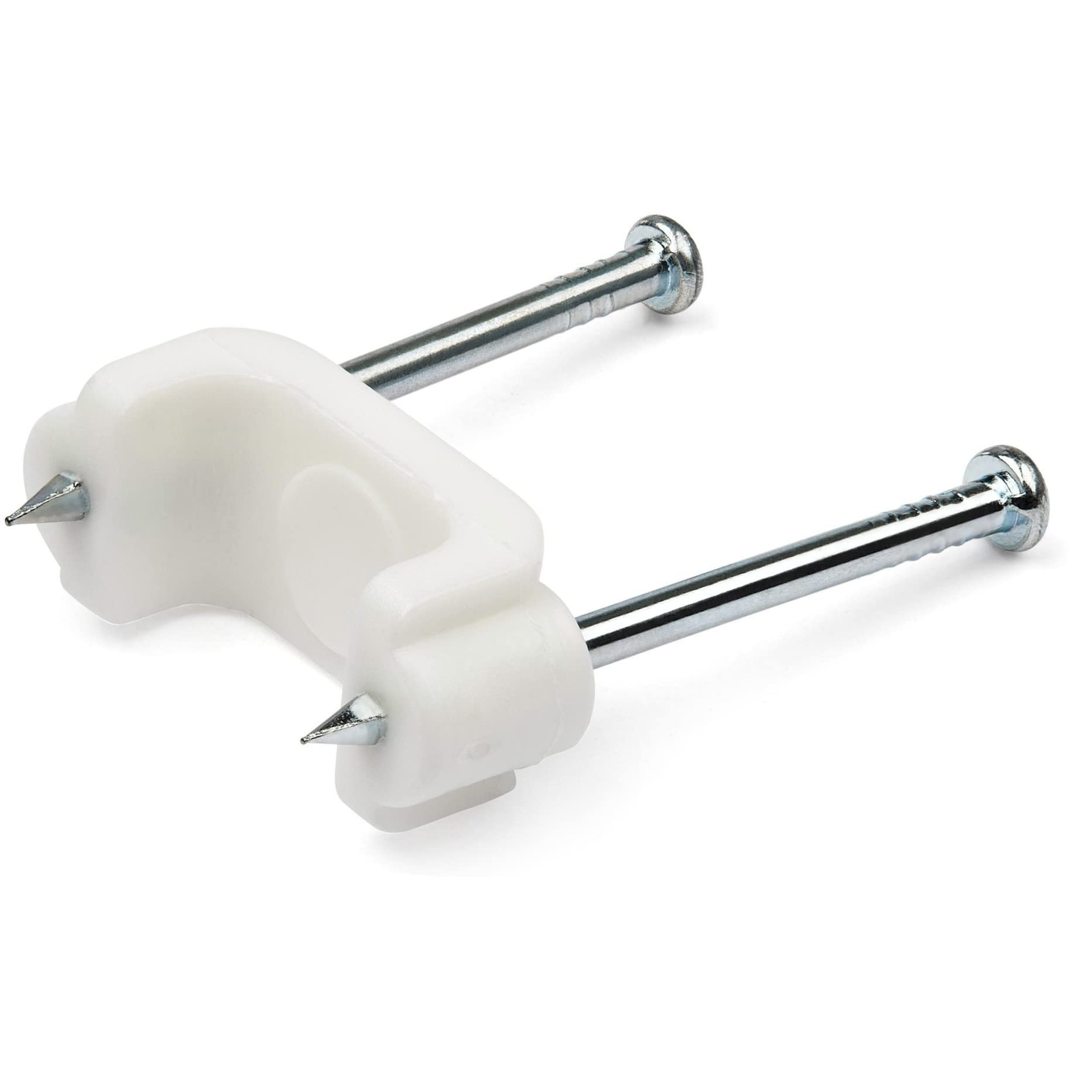 StarTech.com 100 Pack Cable Clips with Nails - Two Steel Nails - Reusable Nail-in Clamps - Brick/Drywall Cable Fasteners - Ethernet Cord/AV/Coax Cable - Mounting Cable Tacks - White - TAA (CBMDNMCC1)