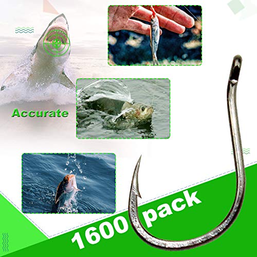 Thekuai Fishing Hooks High Carbon Steel Size Saltwater Freshwater Fishing Hooks (1600 PCS Fishing Hooks) - Thumbnail 5